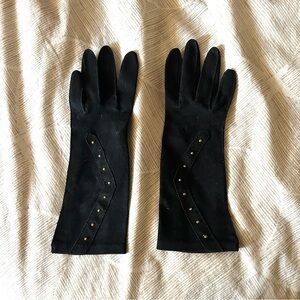 Elegant Black Gloves with Gold Studs